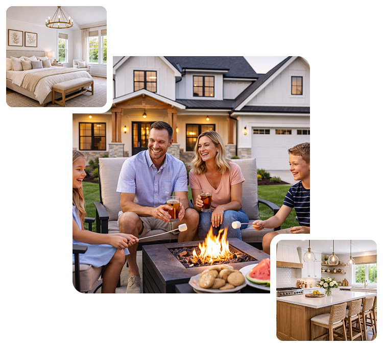 New Construction Home with Happy Family